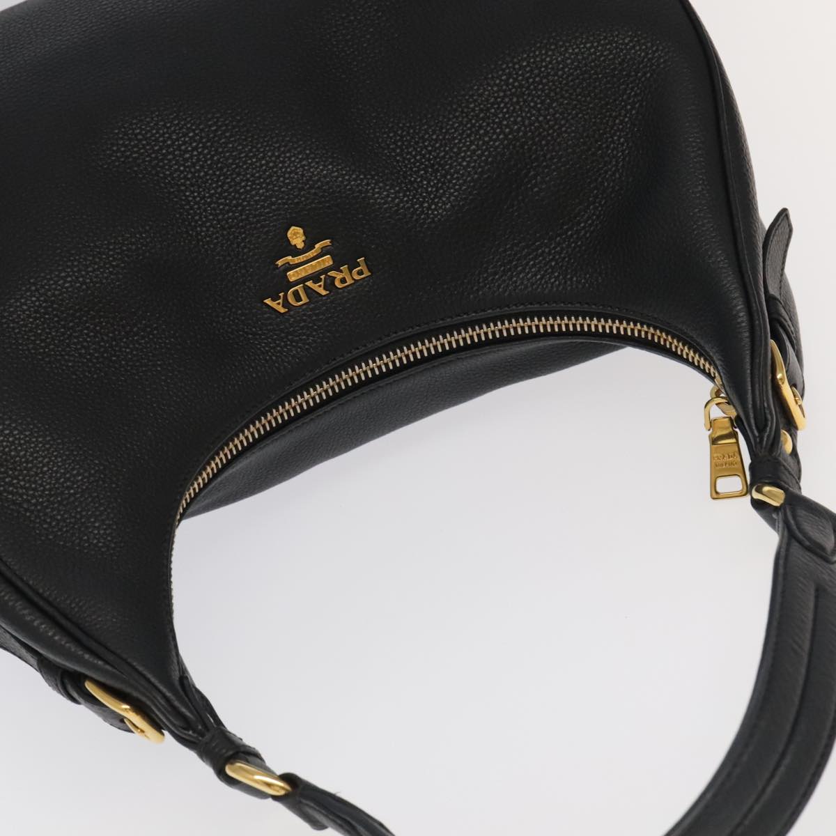 PRADA Shoulder Bag Leather Black Gold BR4311 Auth 97763A