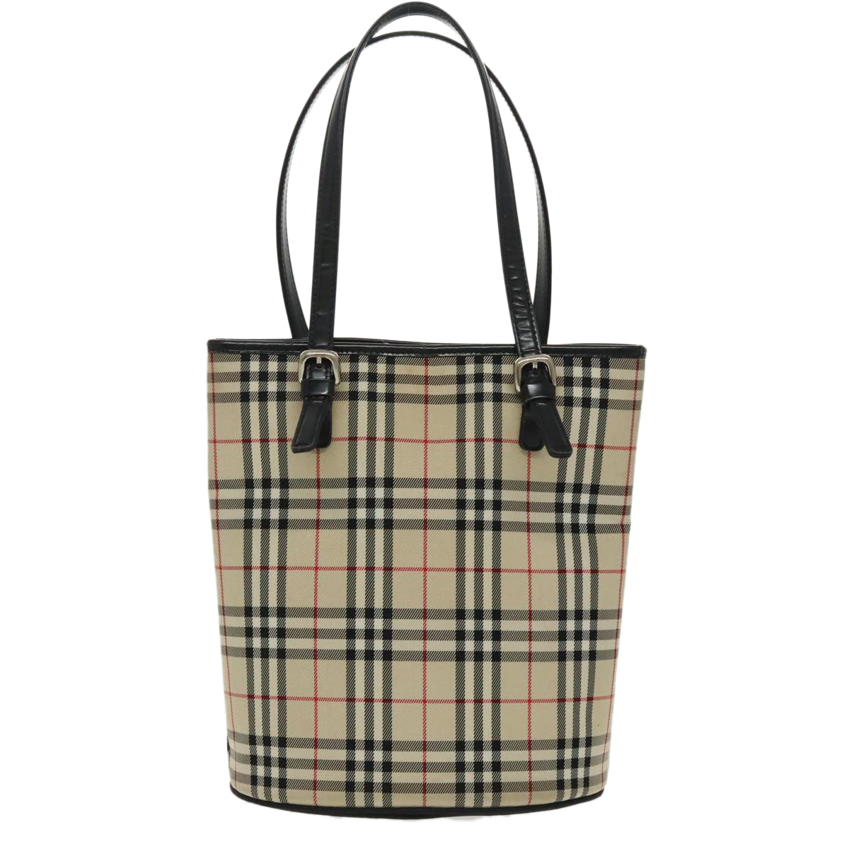 BURBERRY Nova Check Blue Label Tote Bag Nylon Beige Auth 97766 - 0