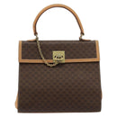 CELINE Macadam Canvas Hand Bag PVC Leather Brown Auth 97775-13