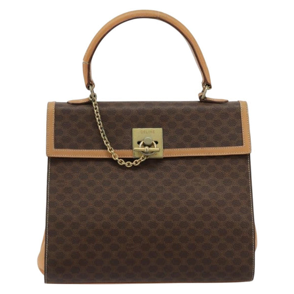 CELINE Macadam Canvas Hand Bag PVC Leather Brown Auth 97775