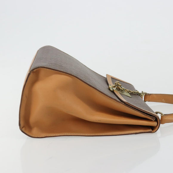 CELINE Macadam Canvas Hand Bag PVC Leather Brown Auth 97775