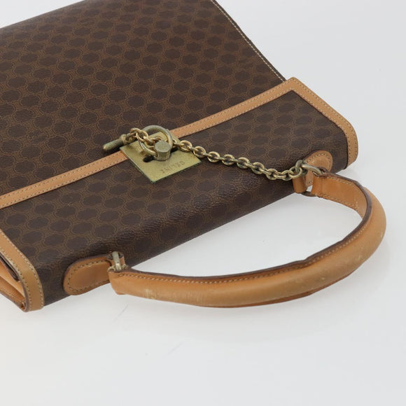 CELINE Macadam Canvas Hand Bag PVC Leather Brown Auth 97775