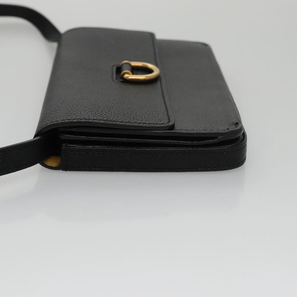 BURBERRY Shoulder Bag Leather Black Auth 97782