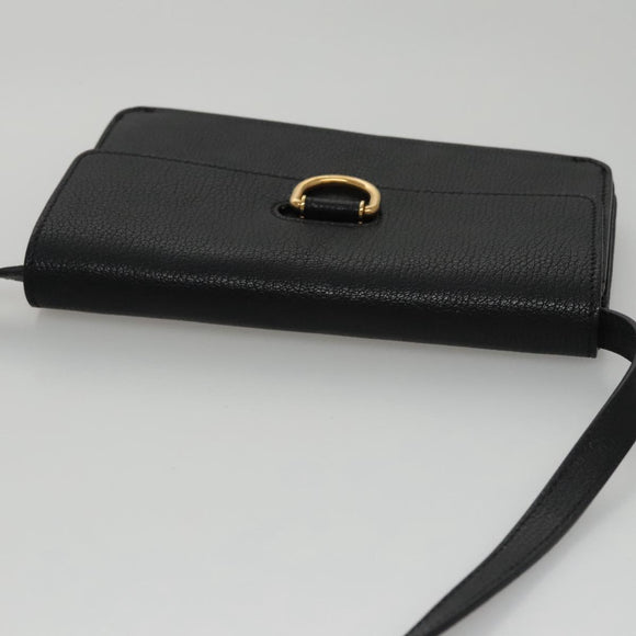 BURBERRY Shoulder Bag Leather Black Auth 97782