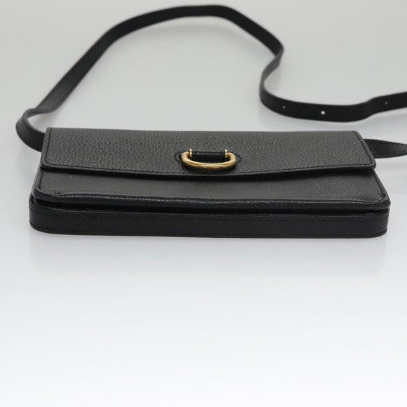 BURBERRY Shoulder Bag Leather Black Auth 97782