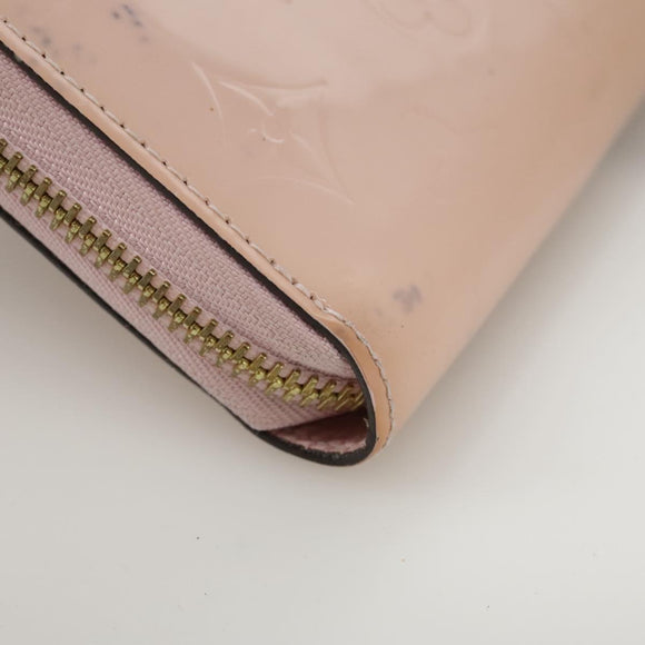 LOUIS VUITTON Monogram Vernis Zippy Wallet Rose Valerine M93522 LV Auth 97795