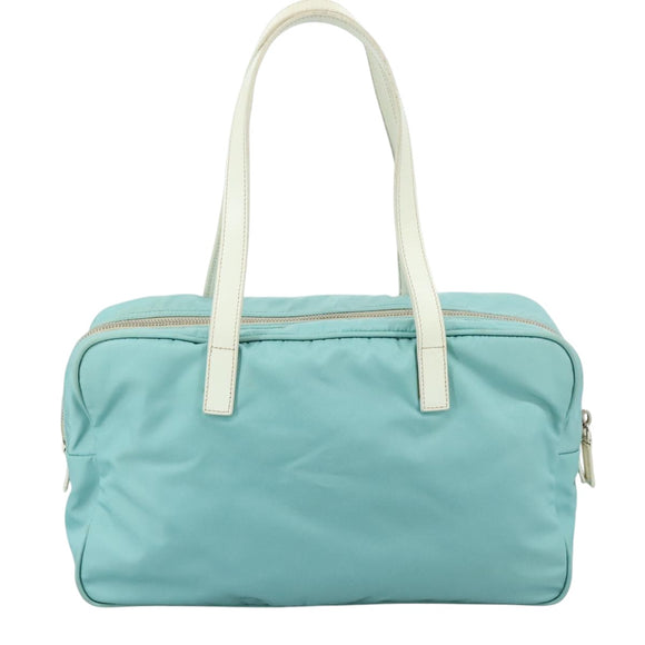 PRADA Shoulder Bag Nylon Light Blue Silver Auth 97798V