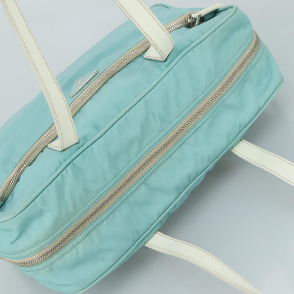 PRADA Shoulder Bag Nylon Light Blue Silver Auth 97798V