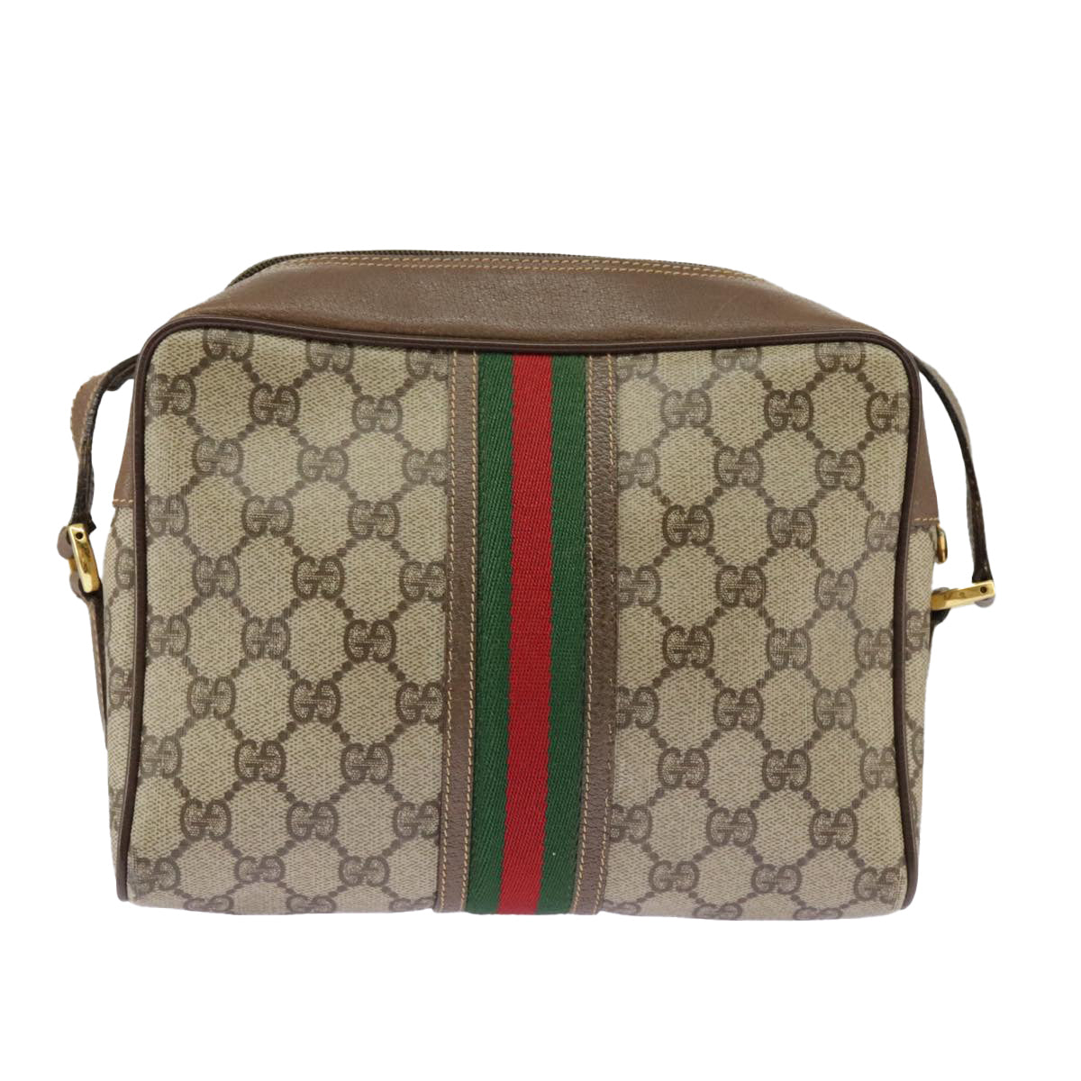 GUCCI GG Supreme Web Sherry Line Shoulder Bag PVC Beige 001 56 0852 Auth 97808