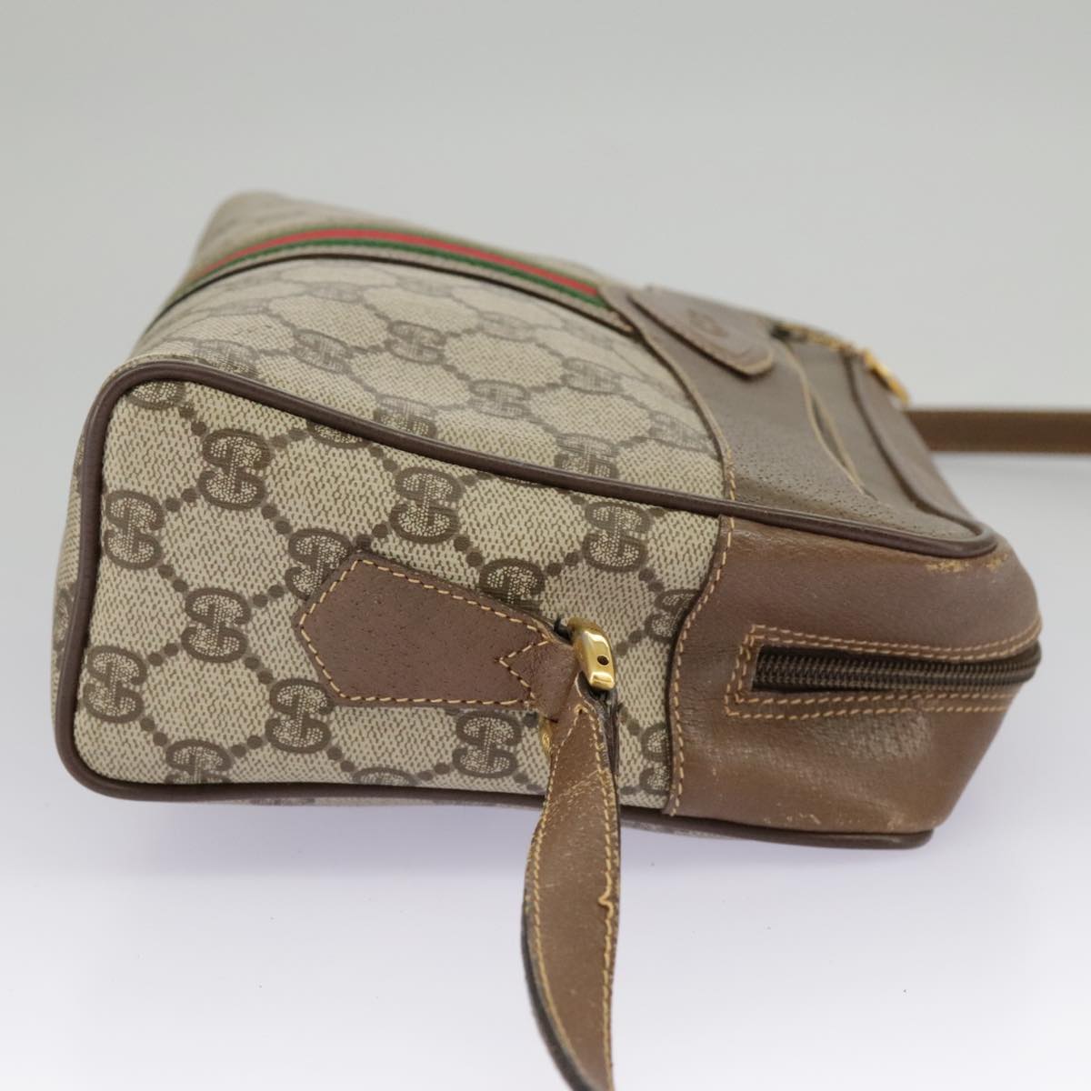 GUCCI GG Supreme Web Sherry Line Shoulder Bag PVC Beige 001 56 0852 Auth 97808