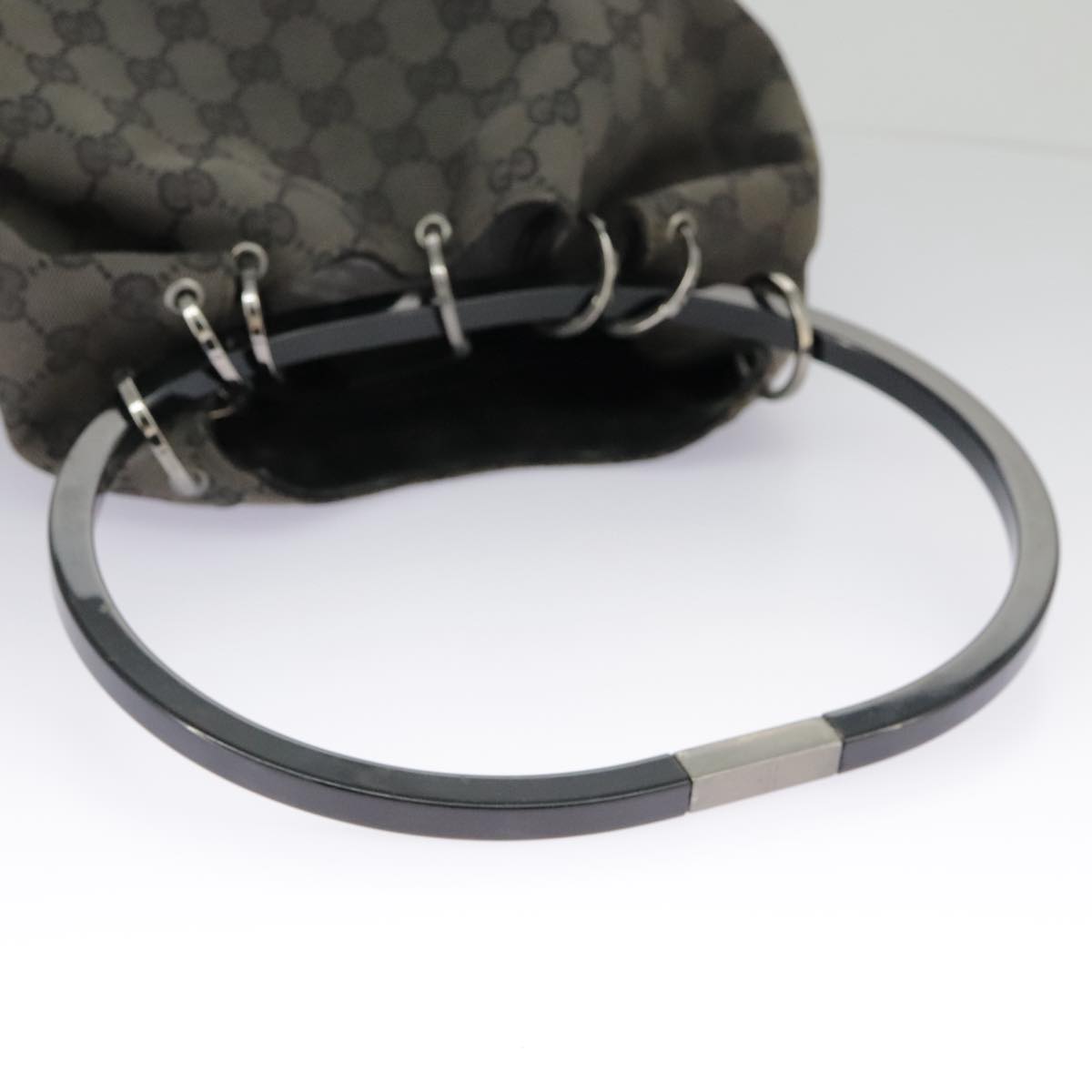 GUCCI GG Canvas Shoulder Bag Black Silver 001 3750 Auth 97812