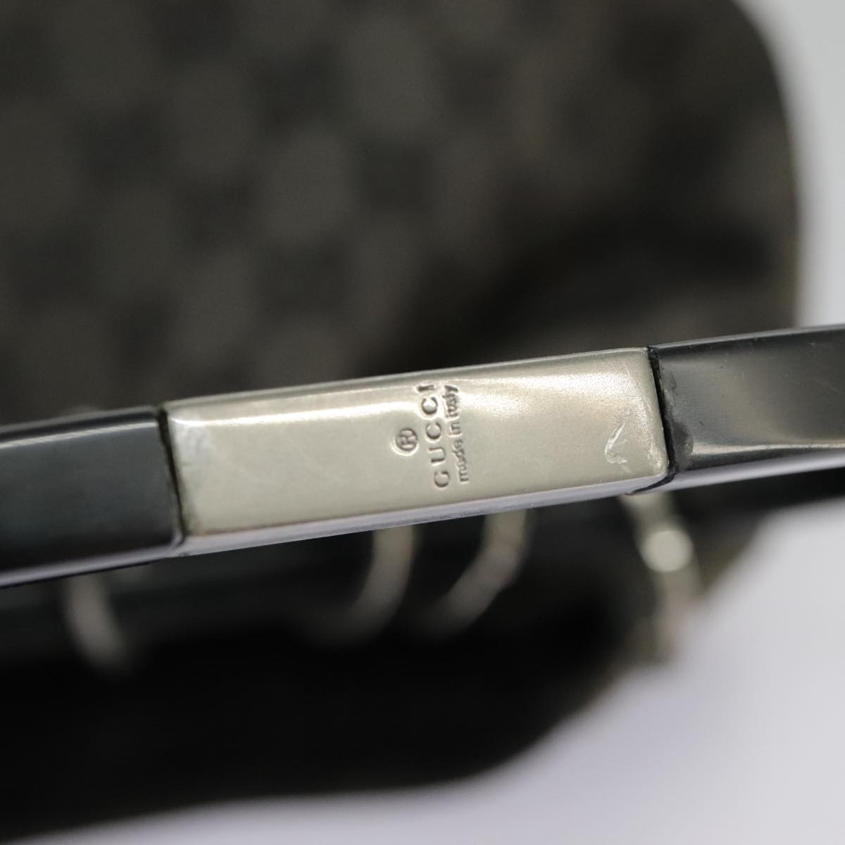 GUCCI GG Canvas Shoulder Bag Black Silver 001 3750 Auth 97812