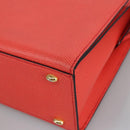 CELINE Hand Bag Leather Orange Gold Auth 97815-8