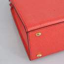 CELINE Hand Bag Leather Orange Gold Auth 97815-15