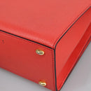 CELINE Hand Bag Leather Orange Gold Auth 97815-16