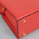 CELINE Hand Bag Leather Orange Gold Auth 97815-17