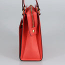 CELINE Hand Bag Leather Orange Gold Auth 97815-4