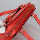 CELINE Hand Bag Leather Orange Gold Auth 97815-6