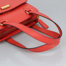 CELINE Hand Bag Leather Orange Gold Auth 97815-7