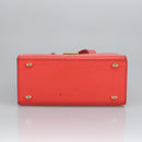 CELINE Hand Bag Leather Orange Gold Auth 97815-5