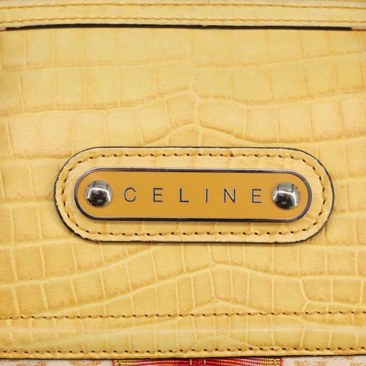 CELINE Macadam Canvas Shoulder Bag Yellow Auth 97826