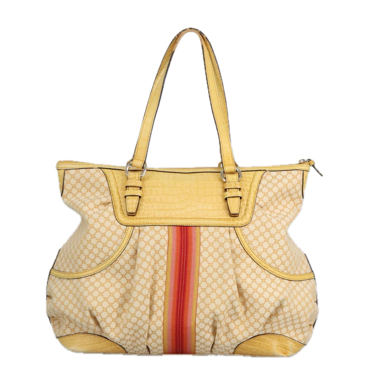 CELINE Macadam Canvas Shoulder Bag Yellow Auth 97826 - 0