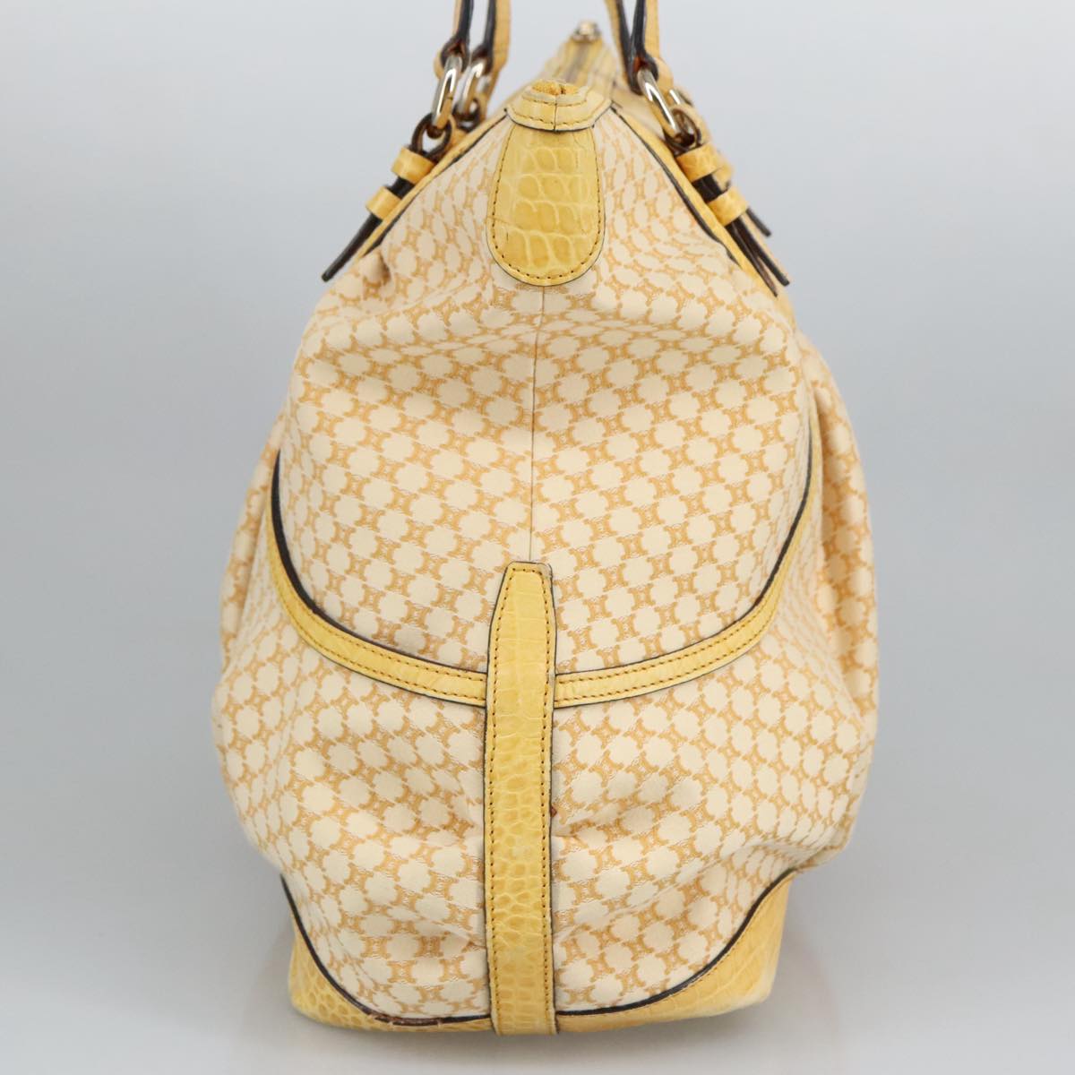 CELINE Macadam Canvas Shoulder Bag Yellow Auth 97826