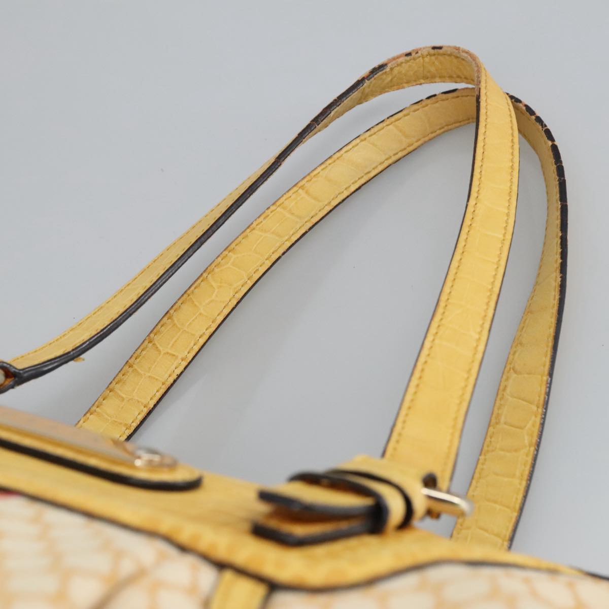 CELINE Macadam Canvas Shoulder Bag Yellow Auth 97826