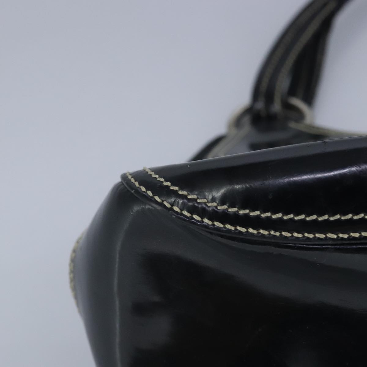 PRADA Shoulder Bag Nylon Leather Black Silver Auth 97830