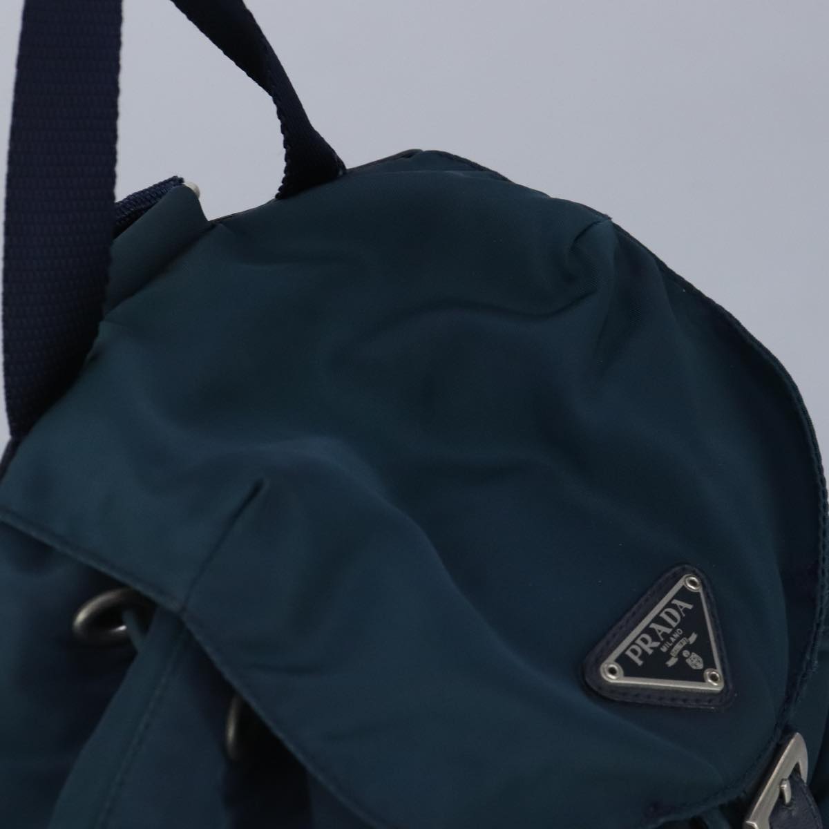 PRADA Backpack Nylon Blue Silver Auth 97831