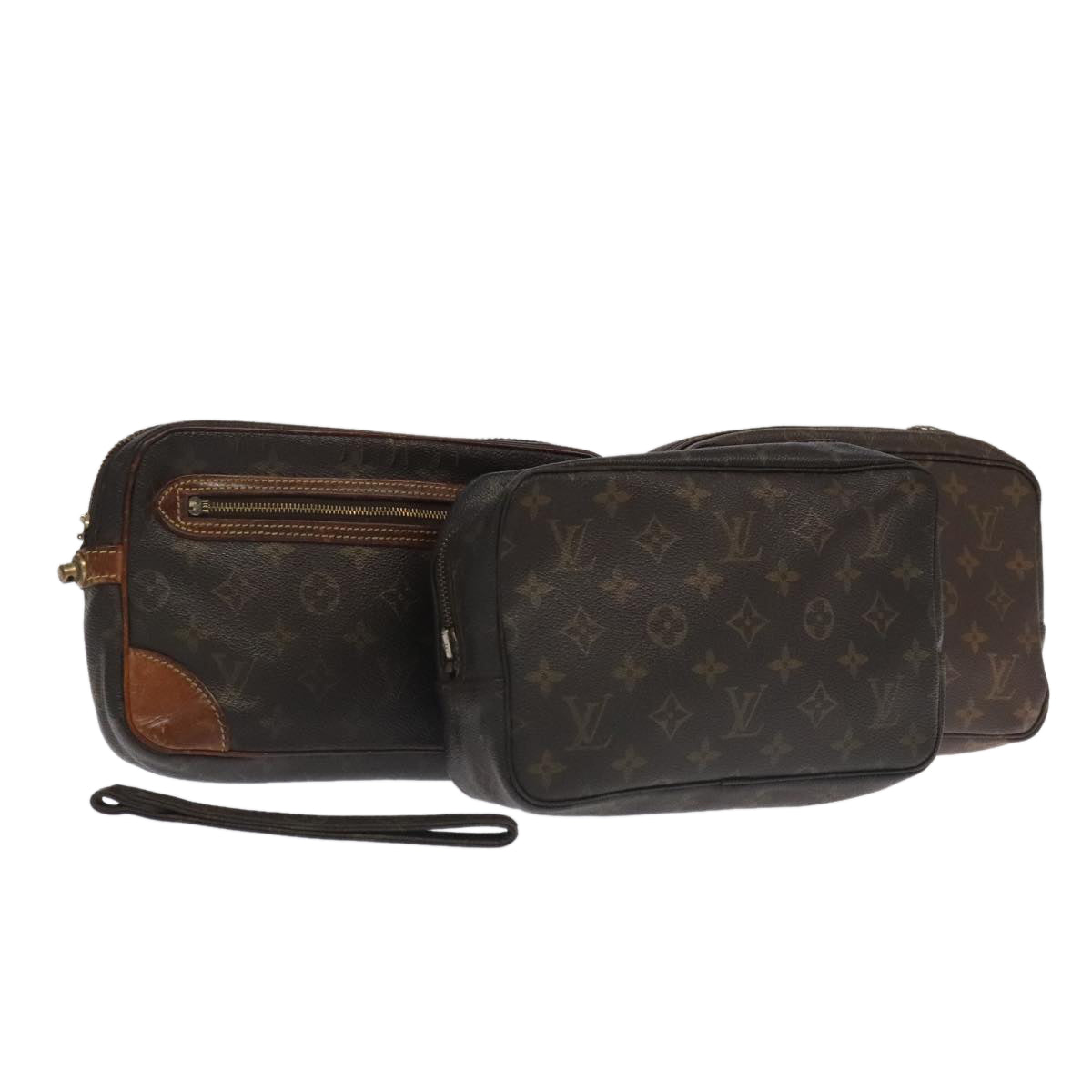 LOUIS VUITTON Monogram Clutch Bag 3Set LV Auth 97854