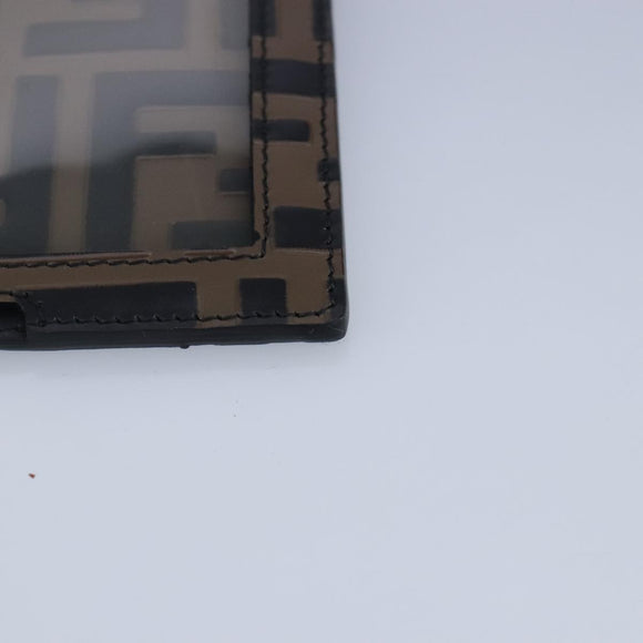 FENDI Zucca Canvas Smartphone Holder Brown Black Silver 7AR737 A5TL Auth 97888V