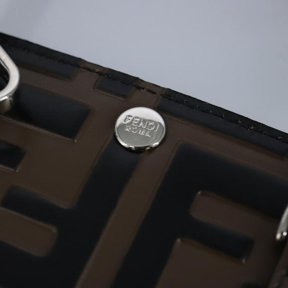 FENDI Zucca Canvas Smartphone Holder Brown Black Silver 7AR737 A5TL Auth 97888V