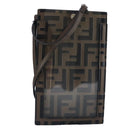 FENDI Zucca Canvas Smartphone Holder Brown Black Silver 7AR737 A5TL Auth 97888V-1