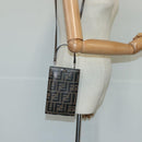 FENDI Zucca Canvas Smartphone Holder Brown Black Silver 7AR737 A5TL Auth 97888V-21