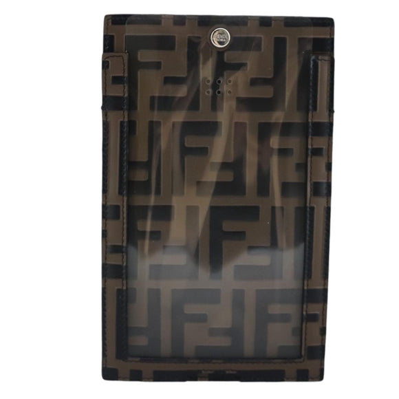FENDI Zucca Canvas Smartphone Holder Brown Black Silver 7AR737 A5TL Auth 97888V