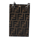 FENDI Zucca Canvas Smartphone Holder Brown Black Silver 7AR737 A5TL Auth 97888V-2