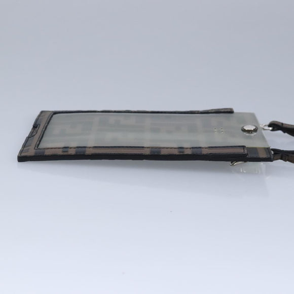 FENDI Zucca Canvas Smartphone Holder Brown Black Silver 7AR737 A5TL Auth 97888V