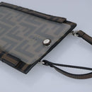 FENDI Zucca Canvas Smartphone Holder Brown Black Silver 7AR737 A5TL Auth 97888V-6