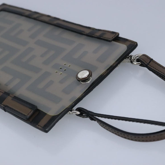 FENDI Zucca Canvas Smartphone Holder Brown Black Silver 7AR737 A5TL Auth 97888V
