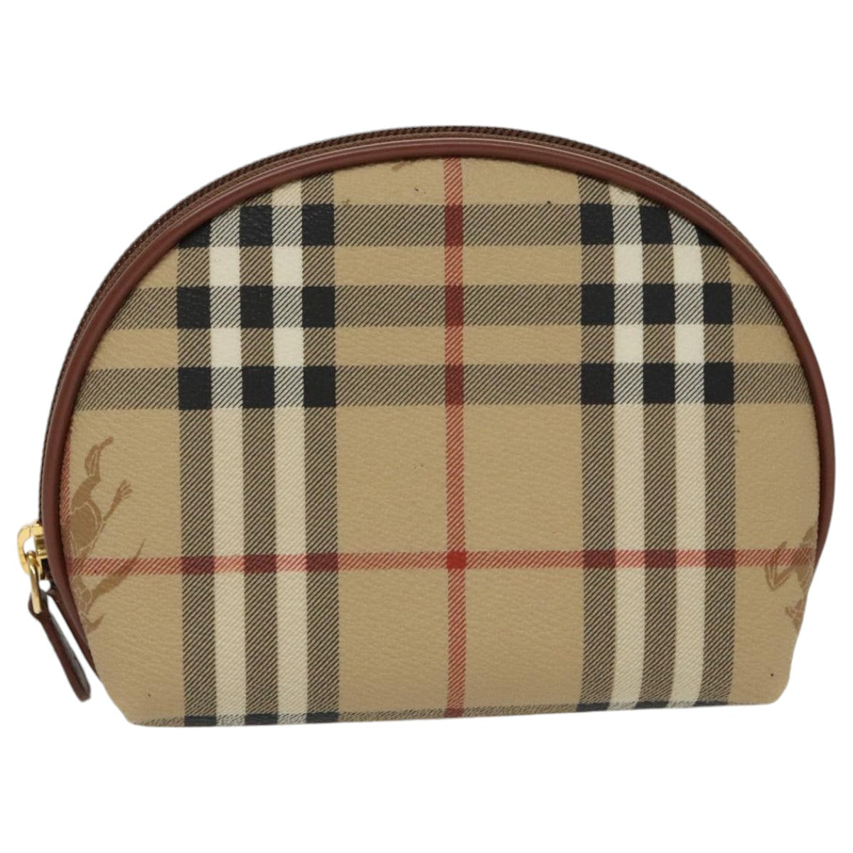 BURBERRY Nova Check Pouch PVC Beige Gold Auth 97894