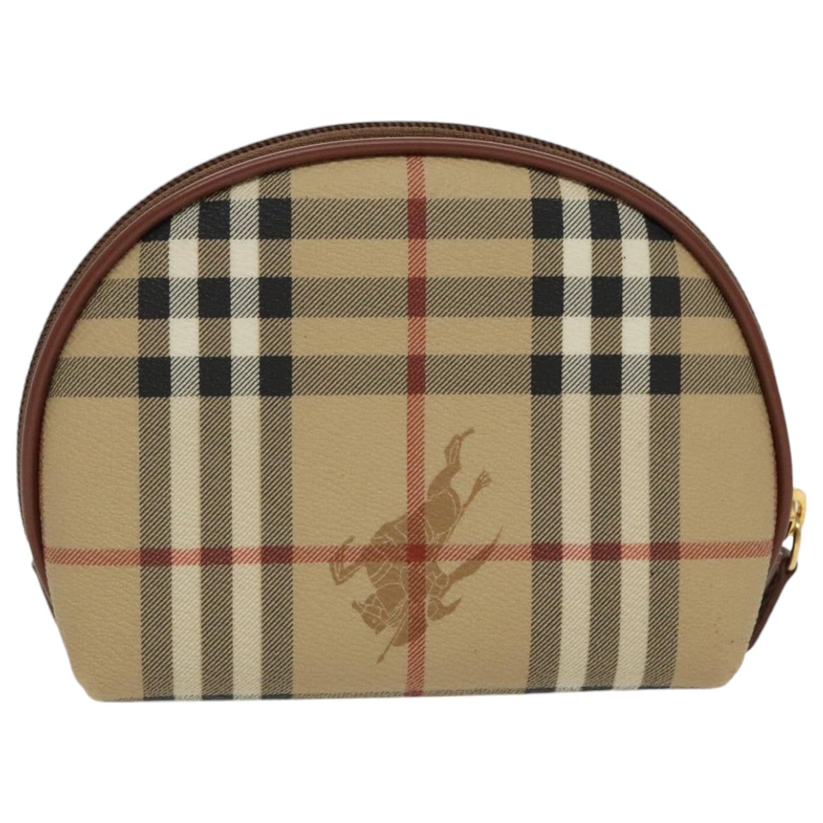 BURBERRY Nova Check Pouch PVC Beige Gold Auth 97894 - 0