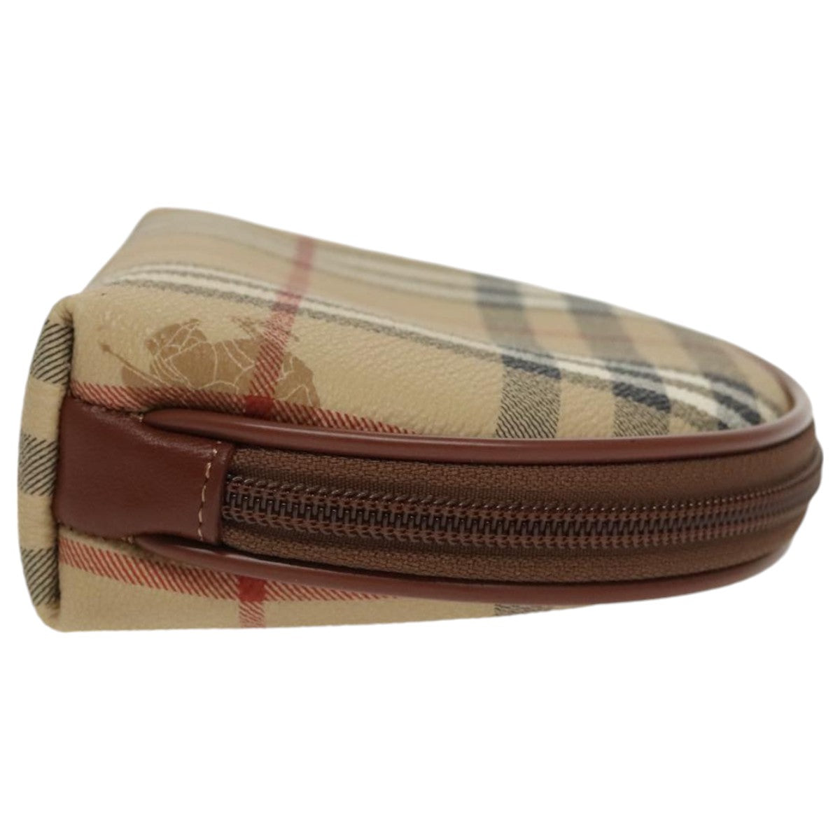 BURBERRY Nova Check Pouch PVC Beige Gold Auth 97894