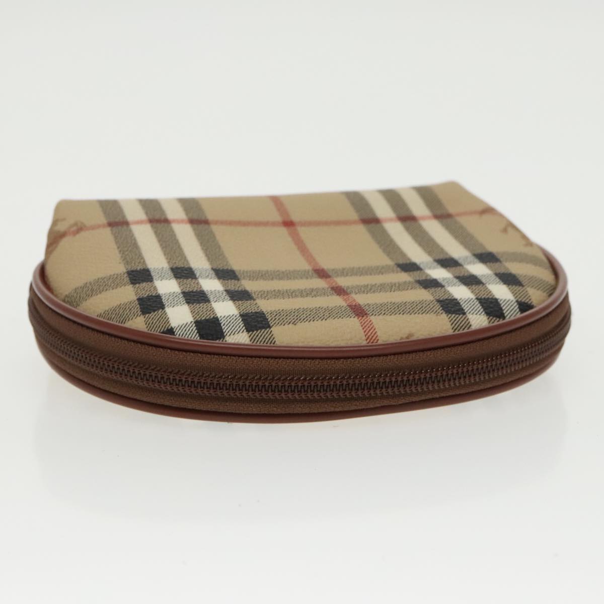 BURBERRY Nova Check Pouch PVC Beige Gold Auth 97894