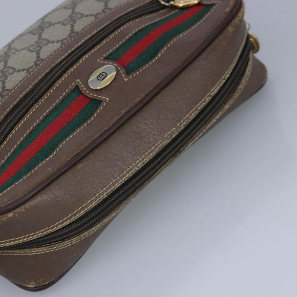 GUCCI GG Supreme Web Sherry Line Shoulder Bag PVC Beige Red 001 115 Auth 97895