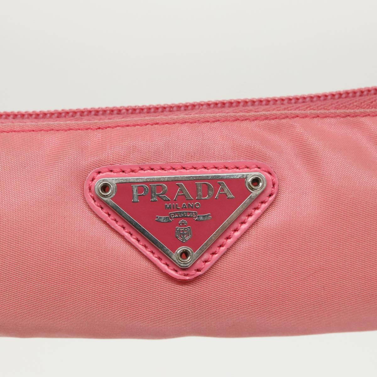 PRADA Pouch Nylon Pink Silver Auth 97898