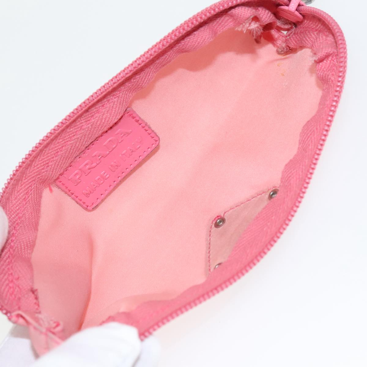 PRADA Pouch Nylon Pink Silver Auth 97898