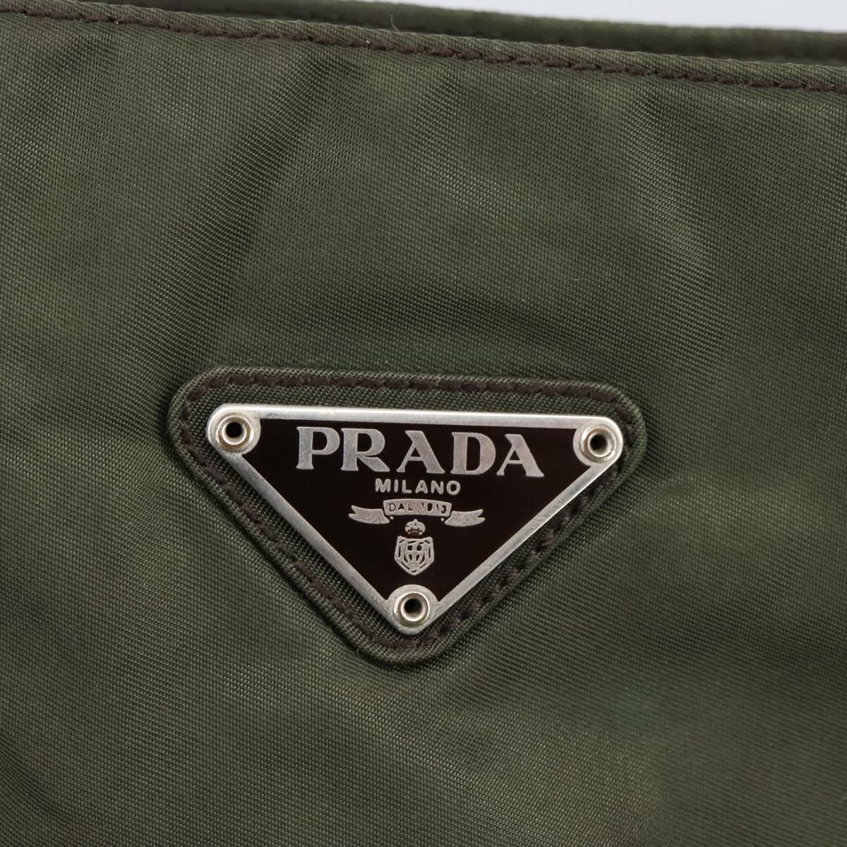 PRADA Shoulder Bag Nylon Leather Khaki Auth 97902