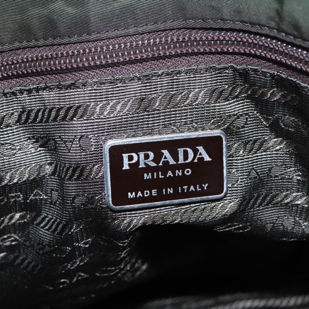 PRADA Shoulder Bag Nylon Leather Khaki Auth 97902