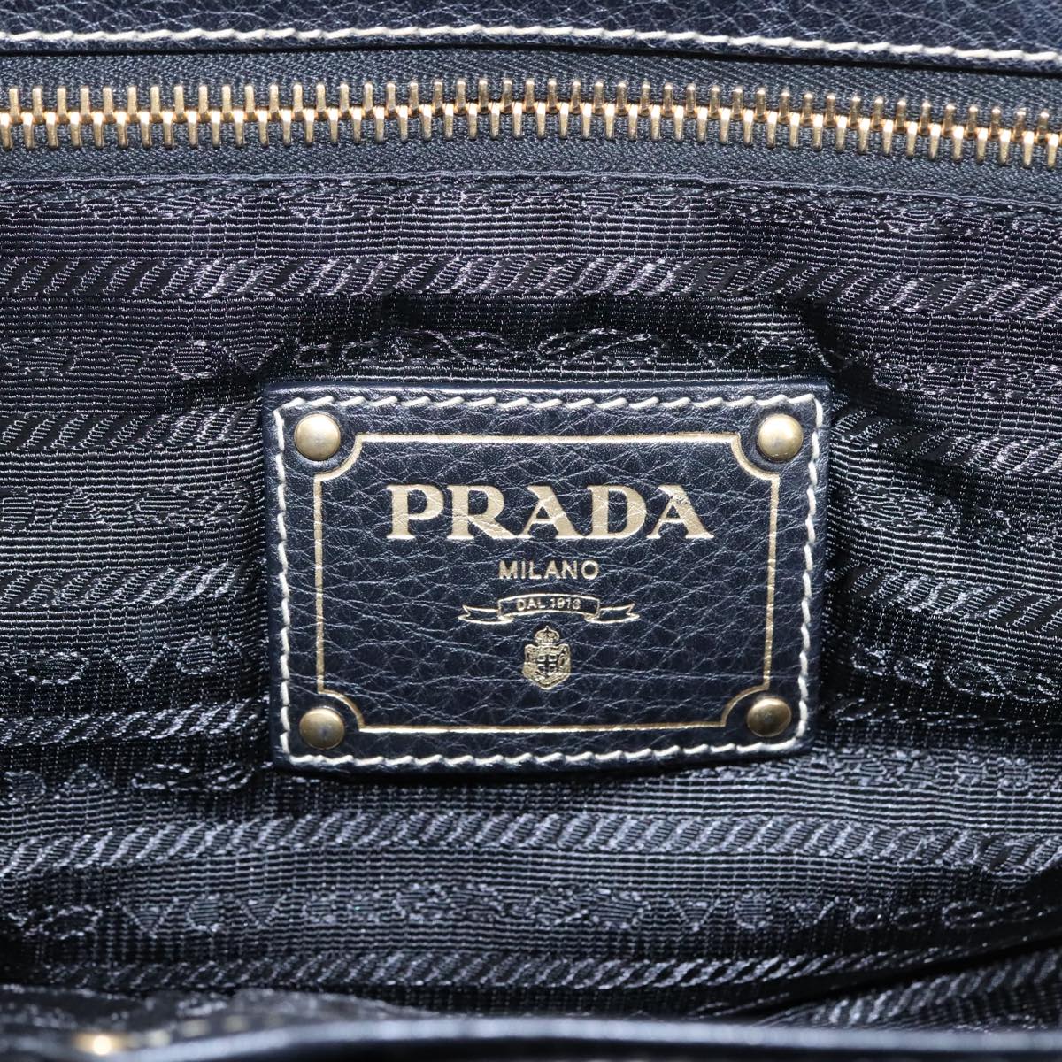 PRADA Hand Bag Nylon Leather Black Auth 97903